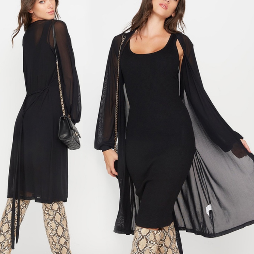 Charlotte Russe Black Mesh Open Front Dress